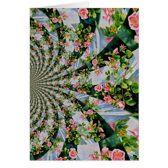 Vacker med rosa röd ros blommigt hälsningskort (Framsidan)