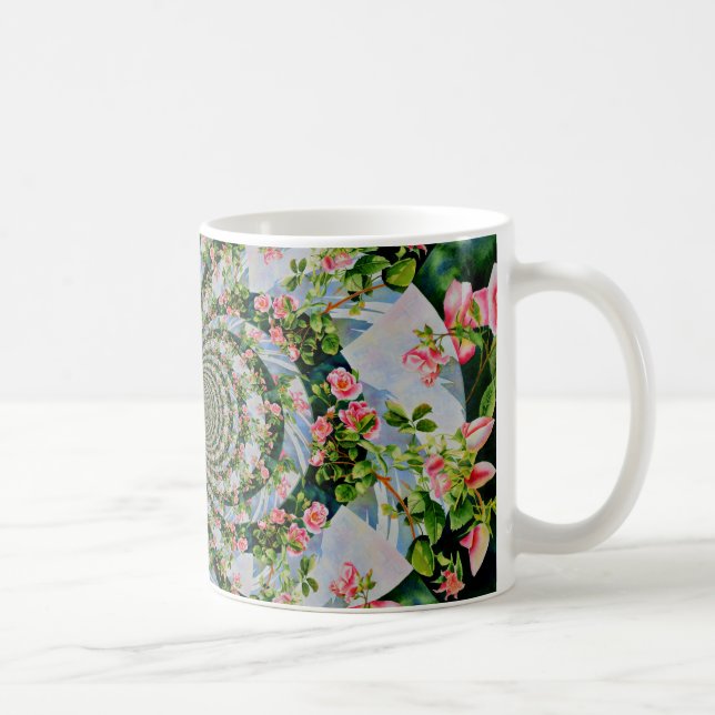 Vacker med rosa röd ros blommigt kaffemugg (Höger)