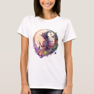 Vacker mediterande häxa vit Halloween T Shirt