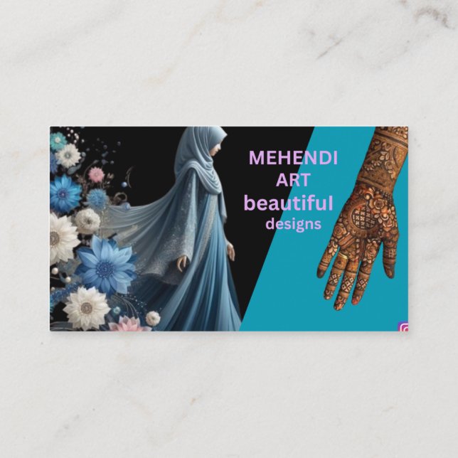 Vacker Mehendi-konst Design  Visitkort (Baksida)