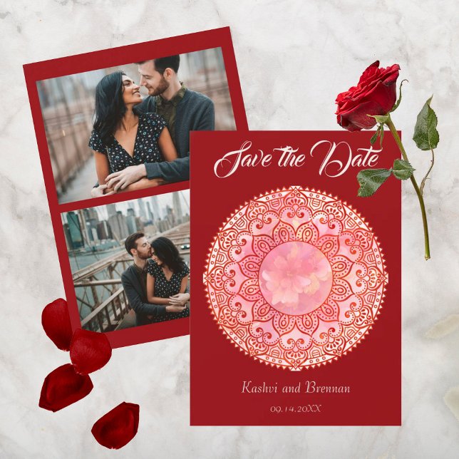 Vacker Mehndi-bröllop Spara datum-kort Datumet (Skapare uppladdad)