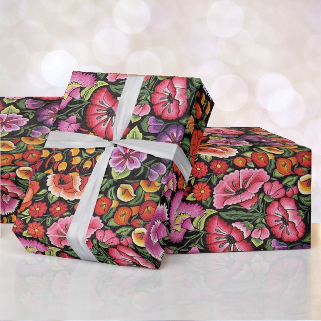 Vacker mexikansk Blommigt Embroidery Mönster Presentpapper (Skapare uppladdad)