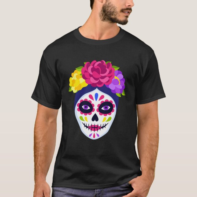 Vacker mexikansk Dia de los Muertos-dagen för de d T Shirt (Framsida)