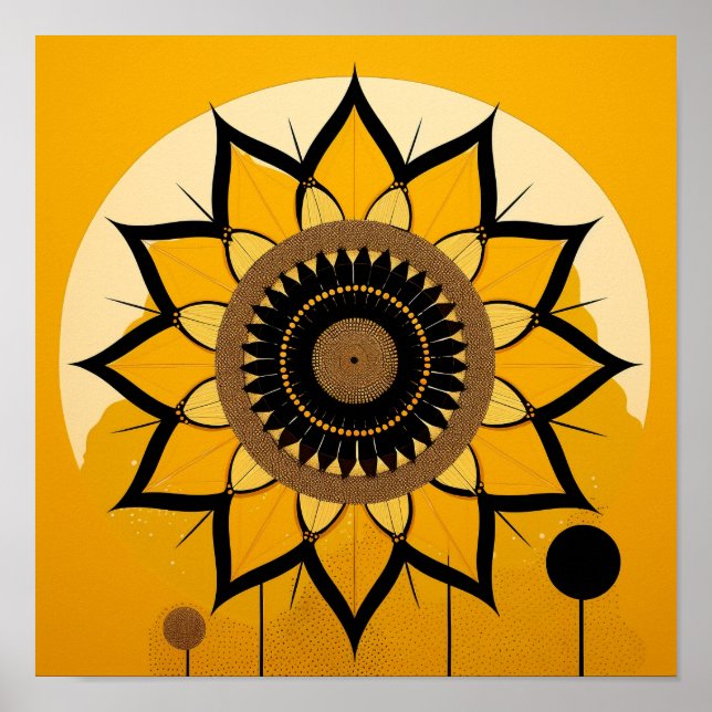 Vacker Minimalistisk Solros Poster (Framsidan)