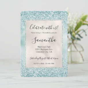 Vacker mint glittrig glans glitter inbjudningar