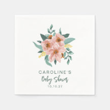Vacker Mint Sage Rosa Blommig Anpassad Baby Shower