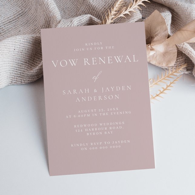 Vacker Mjuk Dammt Rosa Modern Förnyelse av Löfte Inbjudningar (Skapare uppladdad)