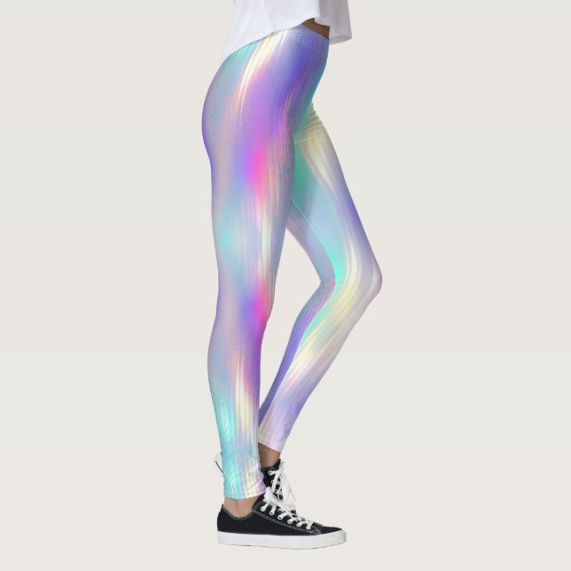 Vacker mjuk holografisk regnbåge leggings (Höger)
