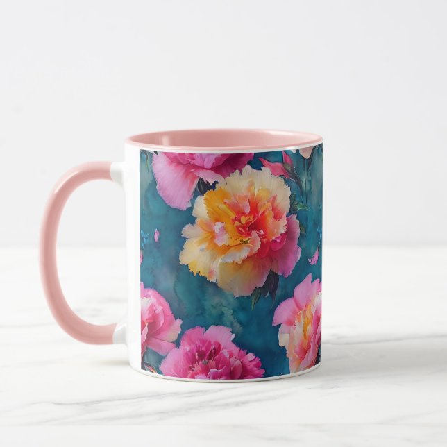 Vacker mjuk Rosa Flower Mönster Mugg (Vänster)