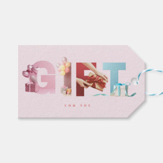 Vacker mjuk rosa PRESENT Text maskning typografi Presentetikett