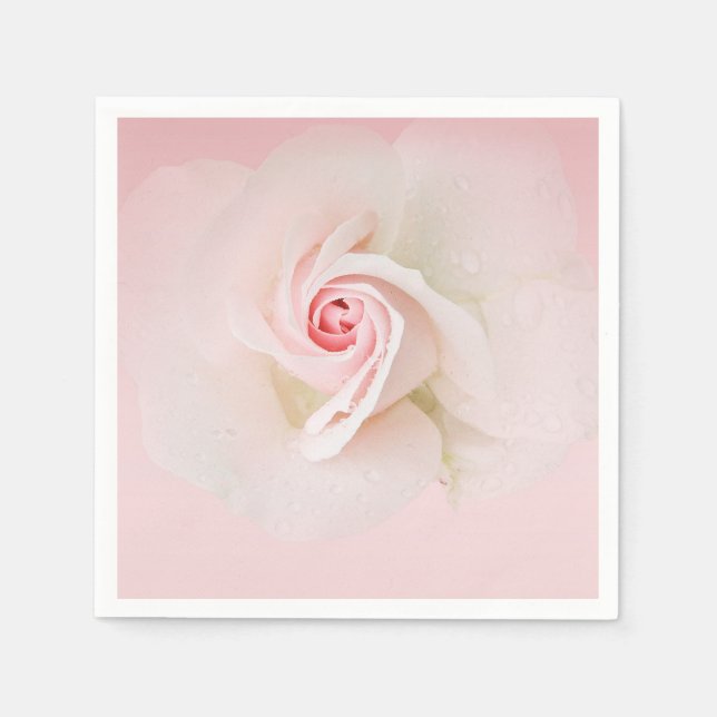 Vacker mjuk rosa våt ros elegant bröllopsdusch pappersservett (Framsidan)