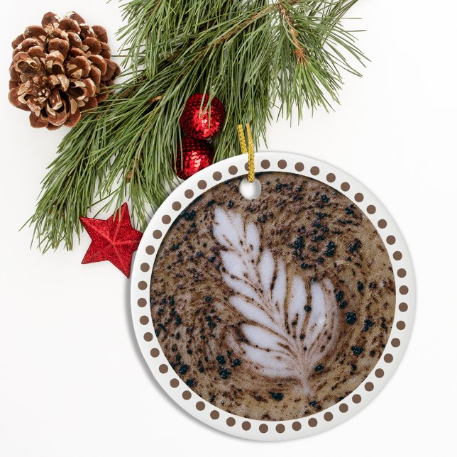 Vacker mocha blombladskonstträd julgransprydnad keramik (Skapare uppladdad)