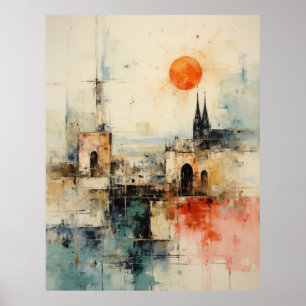 Vacker modern abstrakt målning av gammal liten sta poster