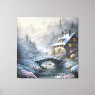 Vacker modern snö vinterlandskap canvastryck