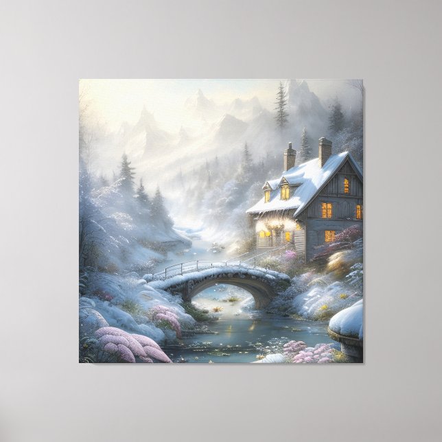 Vacker modern snö vinterlandskap canvastryck (Framsida)