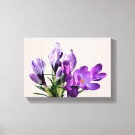Vacker modern snygg lila krokus blomsterduk på can canvastryck