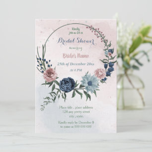 vacker möhippa av andningsblått blommigt i rosa inbjudningar