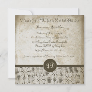 Vacker Monogram Antique Papper Crochet Snöre Inbjudningar