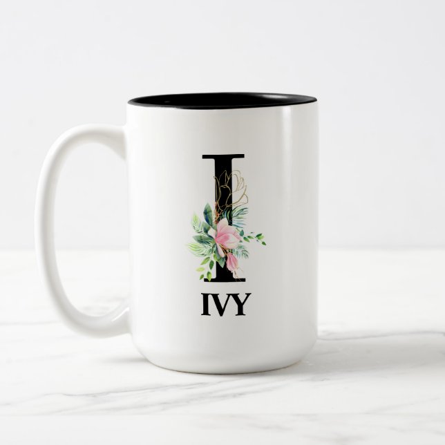 Vacker monogram initial I Två-Tonad Mugg (Vänster)