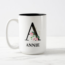 Vacker monogram initial Två-Tonad mugg