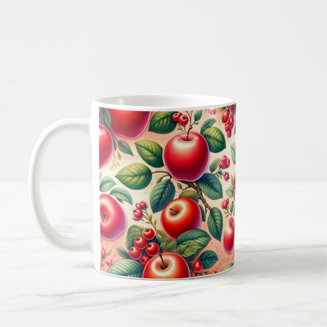 Vacker mönster med rödäpplen kaffemugg (Vänster)