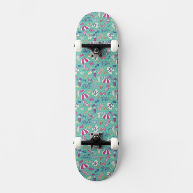 Vacker mönster med sommarelement skateboard bräda 19,5 cm (Framsida)