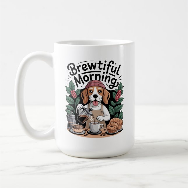 Vacker morgon Rolig Barista Beagle Kaffe Kaffemugg (Vänster)
