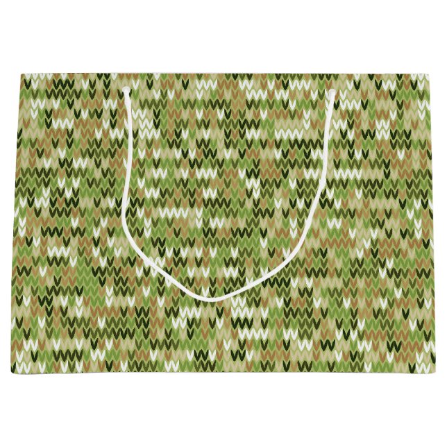 Vacker mormor sticka mönster i grönt oliver färg (Framsidan)