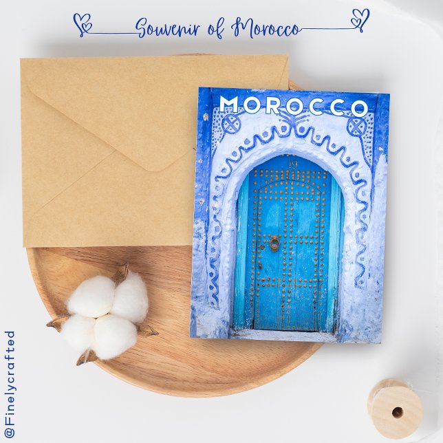 Vacker Moroccan Chefchaouen Blue Medina Door Vykort (Skapare uppladdad)