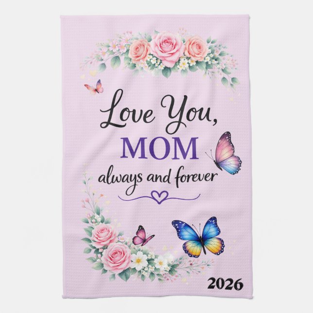 Vacker mors dag kärlek du mamma kökshandduk (Vertikal)