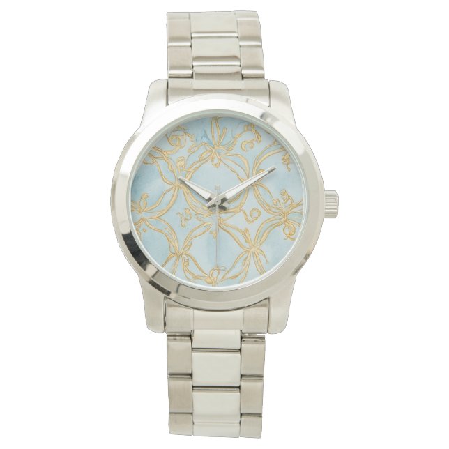 Vacker Mosaic Soft Blue Guld,Women eWatch Watch Armbandsur (Framsida)