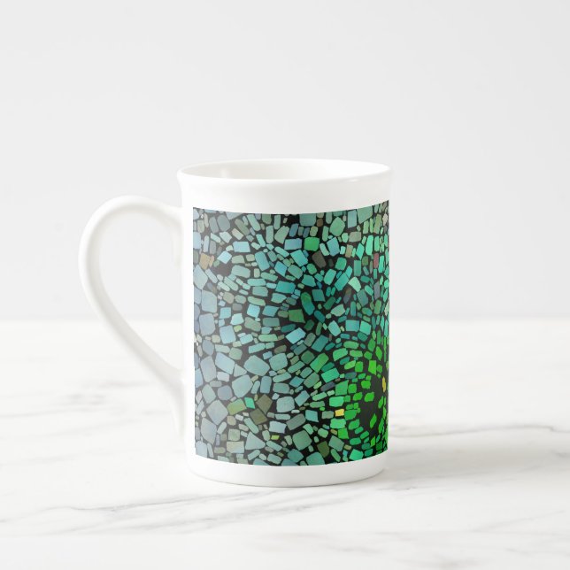 Vacker mosaik benporslin mugg (Vänster)