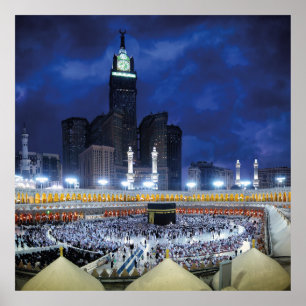 Vacker mosknattlig mecca Islamic Gift Poster