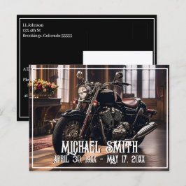 Vacker motorcykel firar livet vykort