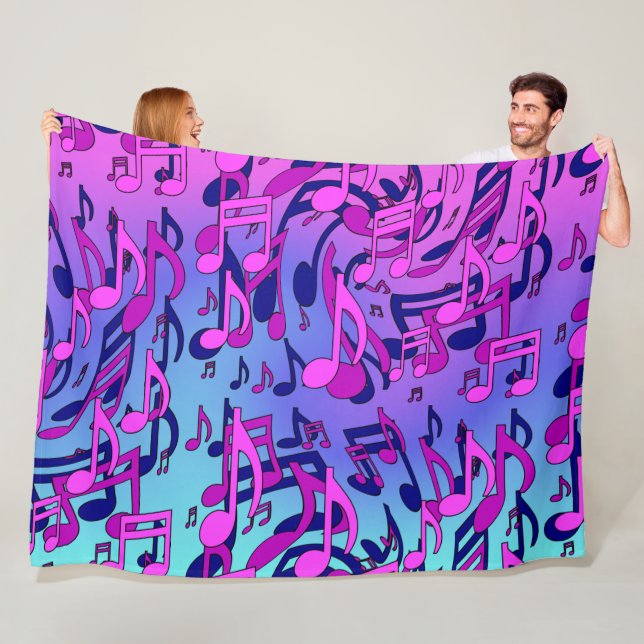 Vacker musik Aqua Blå Rosa Uppåt Artsy Fleece (På plats)