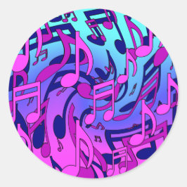 Vacker musik Färgrik Livlig Musikalisk Mönster Runt Klistermärke