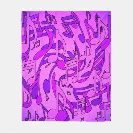 Vacker musik Livlig musiknoter Lila Rosa Fleecefilt