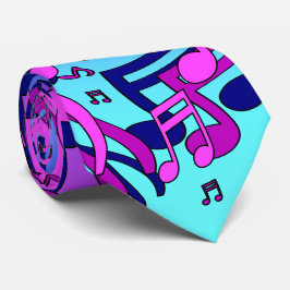 Vacker musik Livliga noter Aqua Blå Lila Rosa Slips