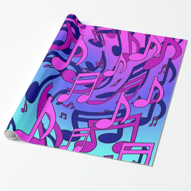Vacker musik Livliga toner Rosa Lila Blå Aqua Presentpapper (Utrullad)