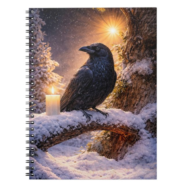 Vacker Mystisk Korp och Snö Journal Anteckningsbok (Framsidan)