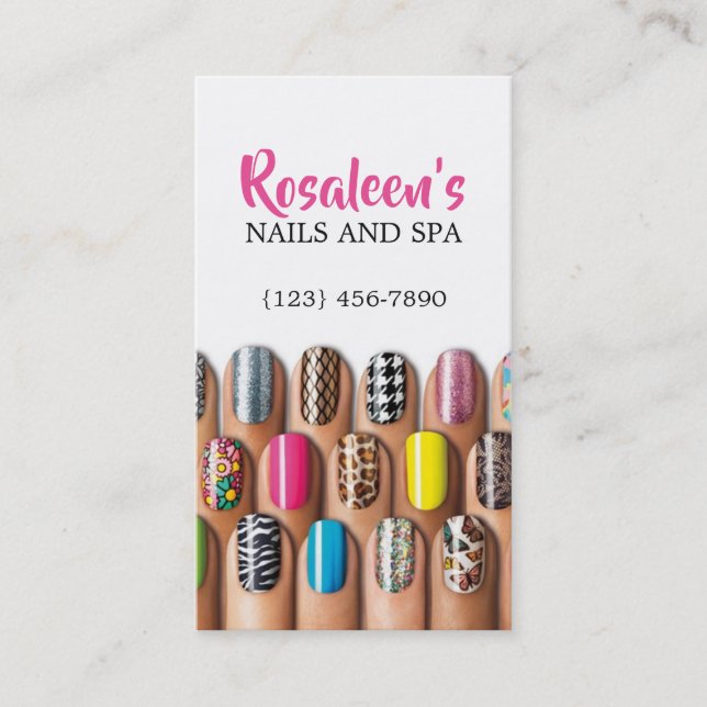 Vacker nagelsalong & spa visitkort (Framsida)