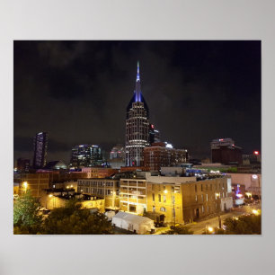 Vacker Nashville Tennessee på Natten Poster