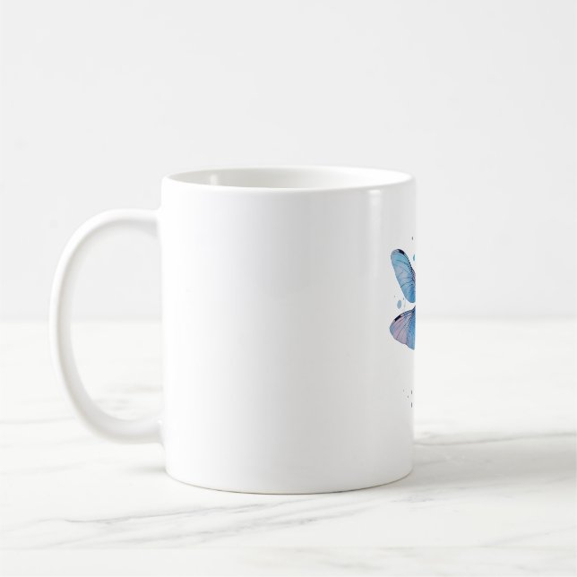 Vacker natur Färggrafik Mönster Dragonfl Kaffemugg (Vänster)