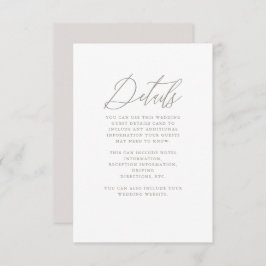 Vacker Neutralt Calligraphy Bröllop Guest Detail Tilläggskort