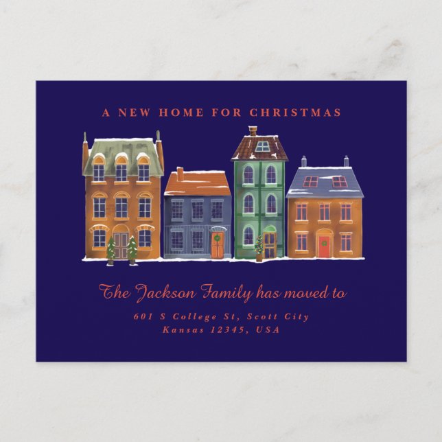 Vacker nordlig stadsvy Snowy Scenery Vykort (Framsida)