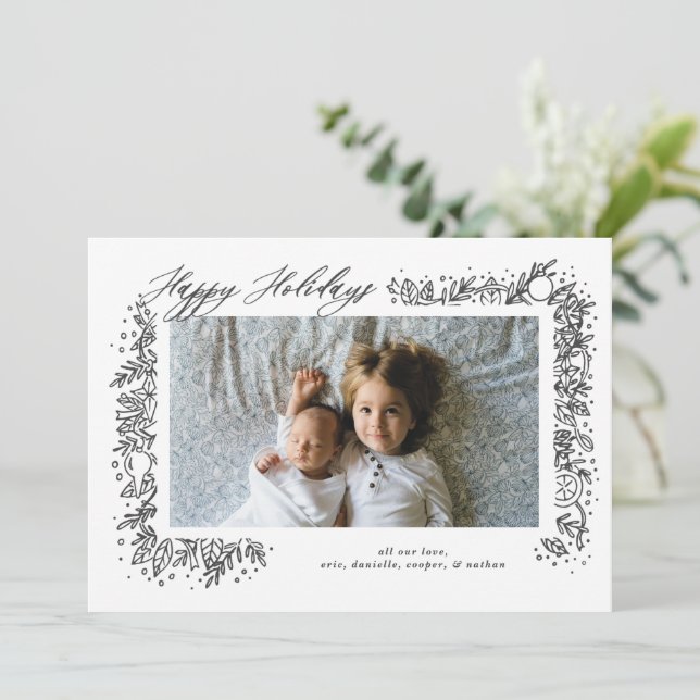 Vacker Nostalgisk Prydnad Garland Högtid Julkort (Stående Fram)