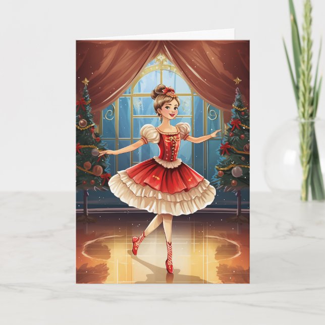 Vacker Nötknäpparsviten Ballerina Jul Helgkort (Framsida)