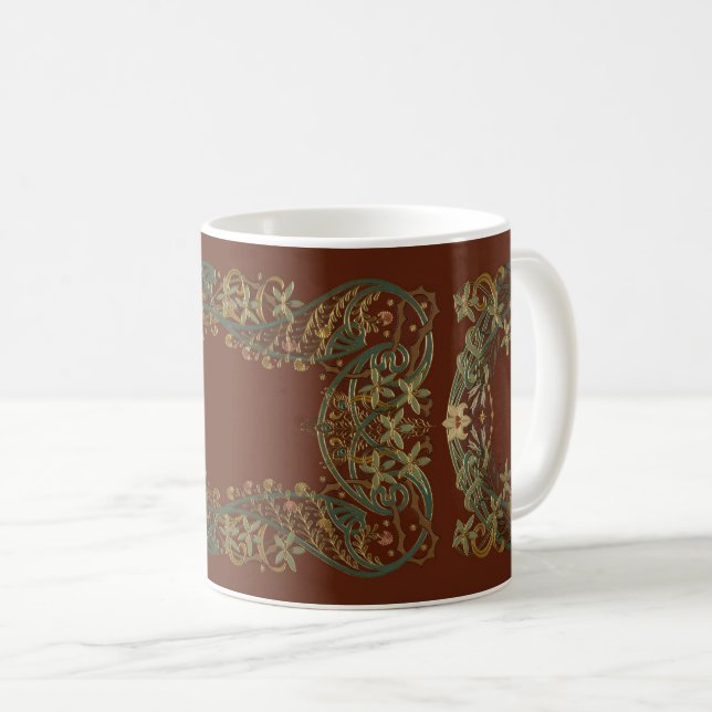 Vacker Nouveau Blommig Med Lilja Kaffemugg (Framsida höger)