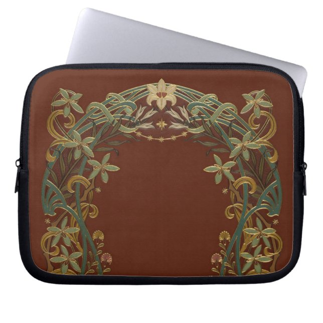 Vacker Nouveau Blommig Med Lilja Laptop Fodral (Framsidan)