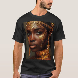 Vacker Nubisk Gudinna i Guld T Shirt